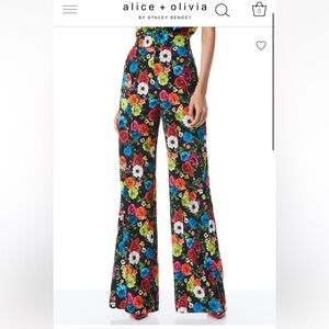 Alice and Olivia DYLAN HIGH WAISTED WIDE LEG PANT size 0